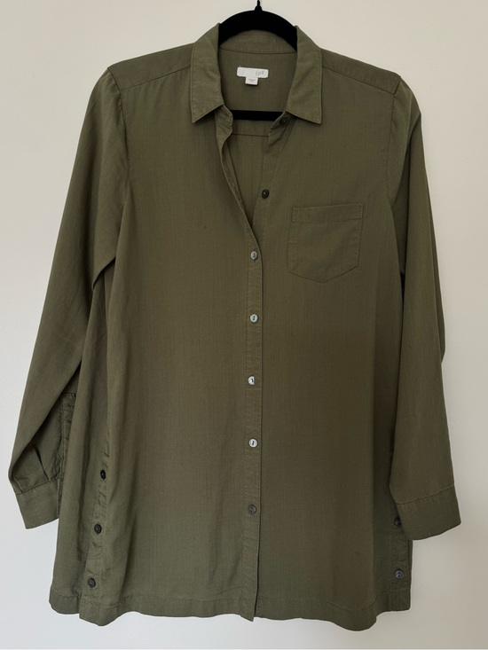 J. Jill Tops - J. Jill Olive Green Tencel Lyocell Button-Down Tunic Shirt Size XS